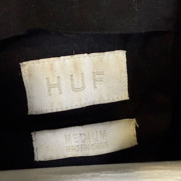 Huf Mfg Co Worldwide Mens Size Medium Button Front Denim Jean Shirt Jacket Black - Picture 2 of 9